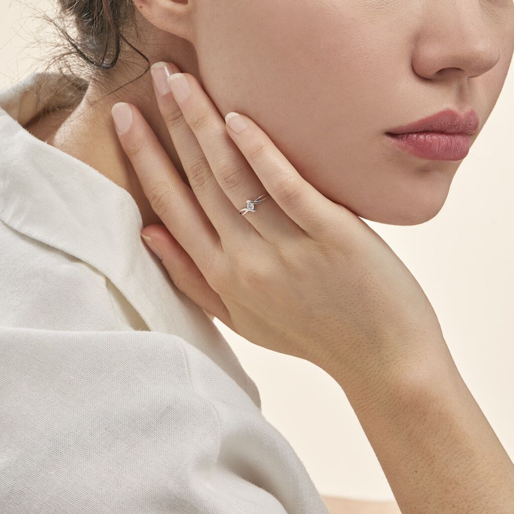 Bague Chamirame Or Blanc Oxyde De Zirconium