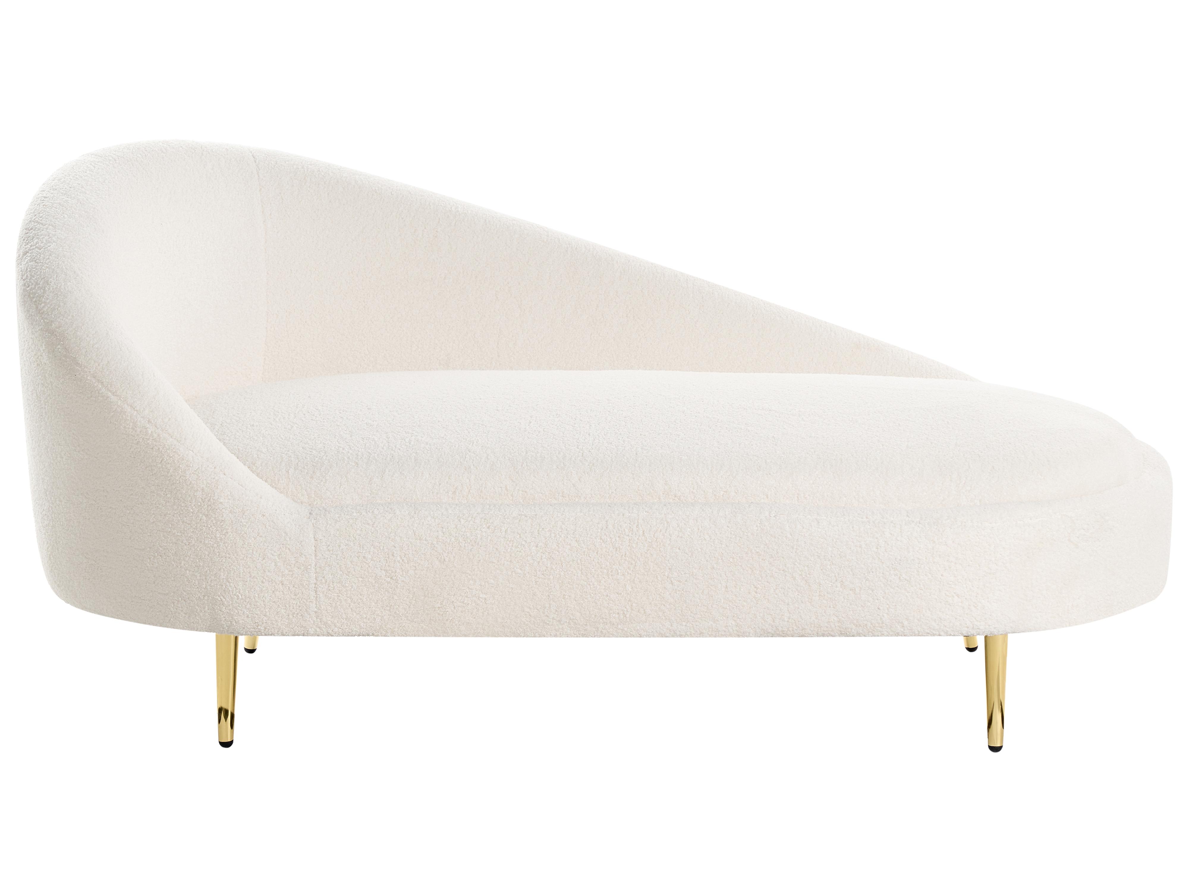 Linkszijdige chaise longue VALREAS Bouclé Gebroken wit