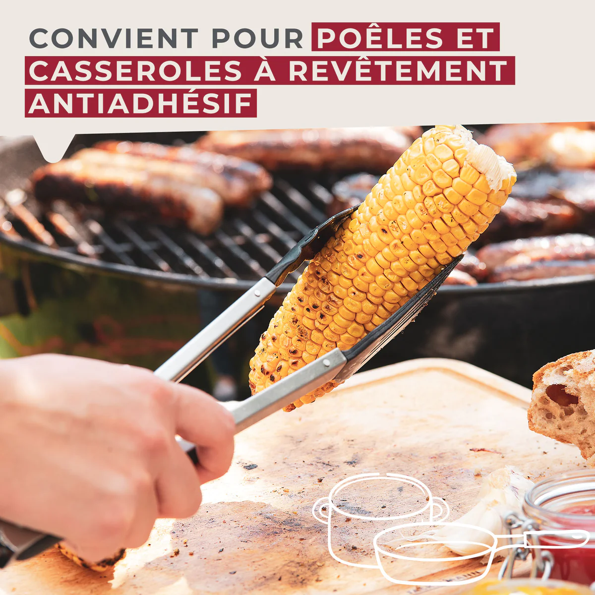 Pince de cuisine double embout 35 cm Penderie Fackelmann