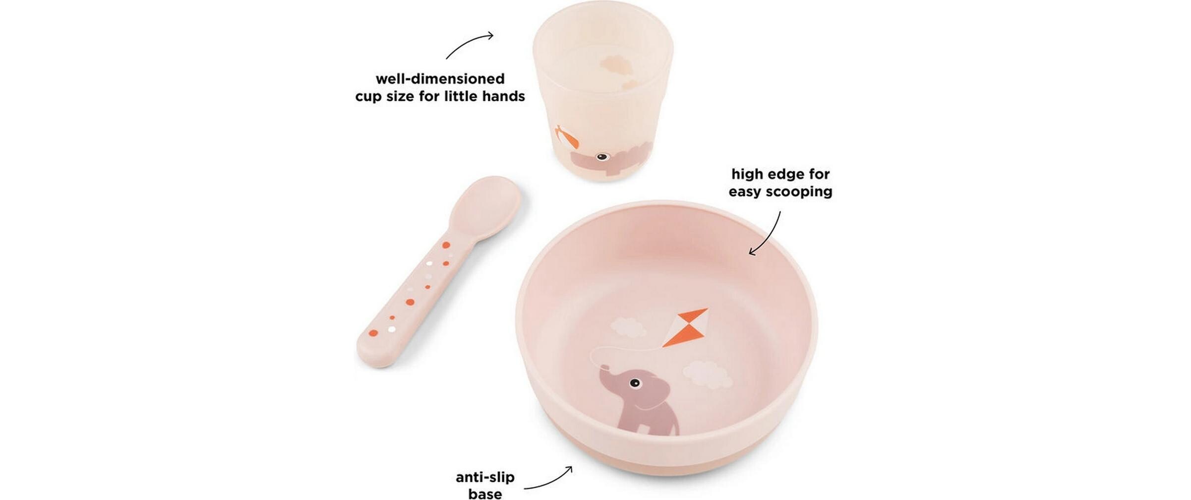 Kindergeschirrset Foodie first meal RosaPraktisches Geschirr-Set