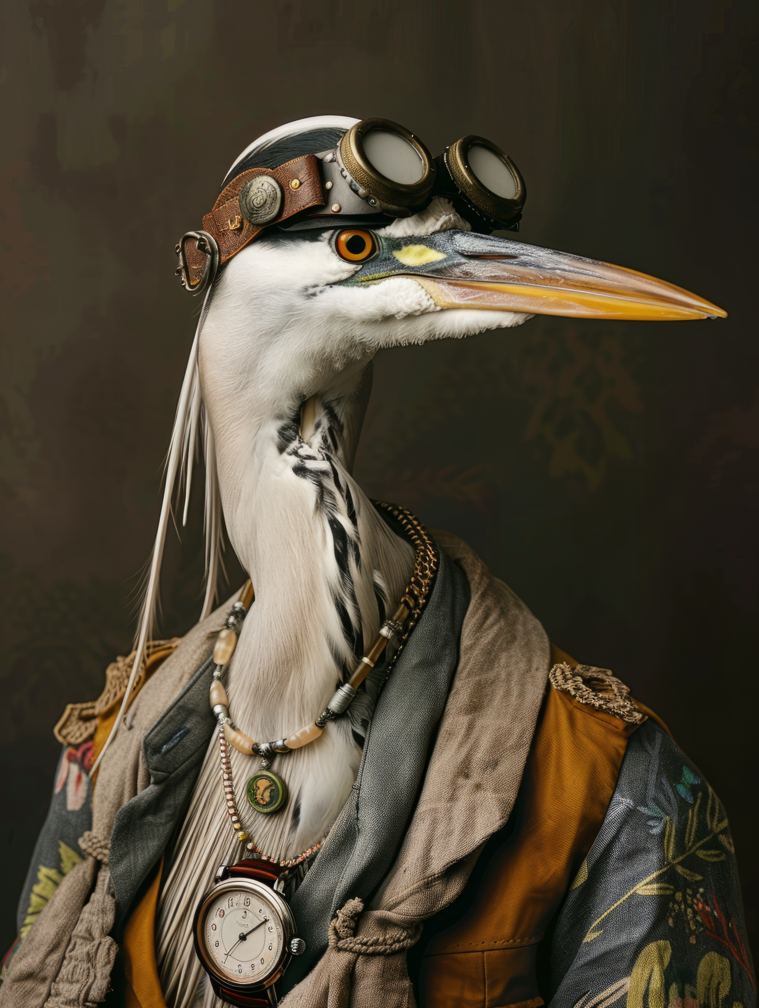 Canvas schilderij van een Reiger 80x120 cm