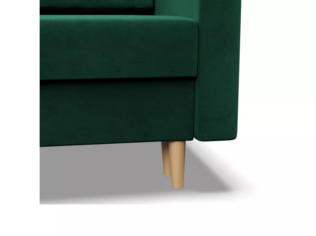 Grand Canapé d'angle en U avec fonction sommeil, Coussin réversible, Bonell, Vert