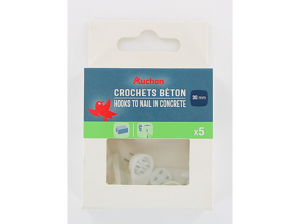 GANCHOS PARA BETÃO AUCHAN 5 PEÇAS 30MM