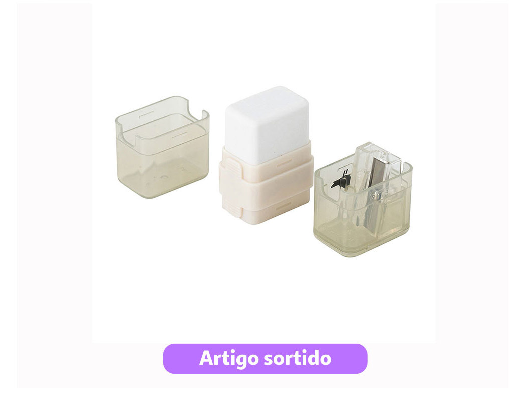 APARA-LÁPIS AUCHAN COM BORRACHA CORES SORTIDAS