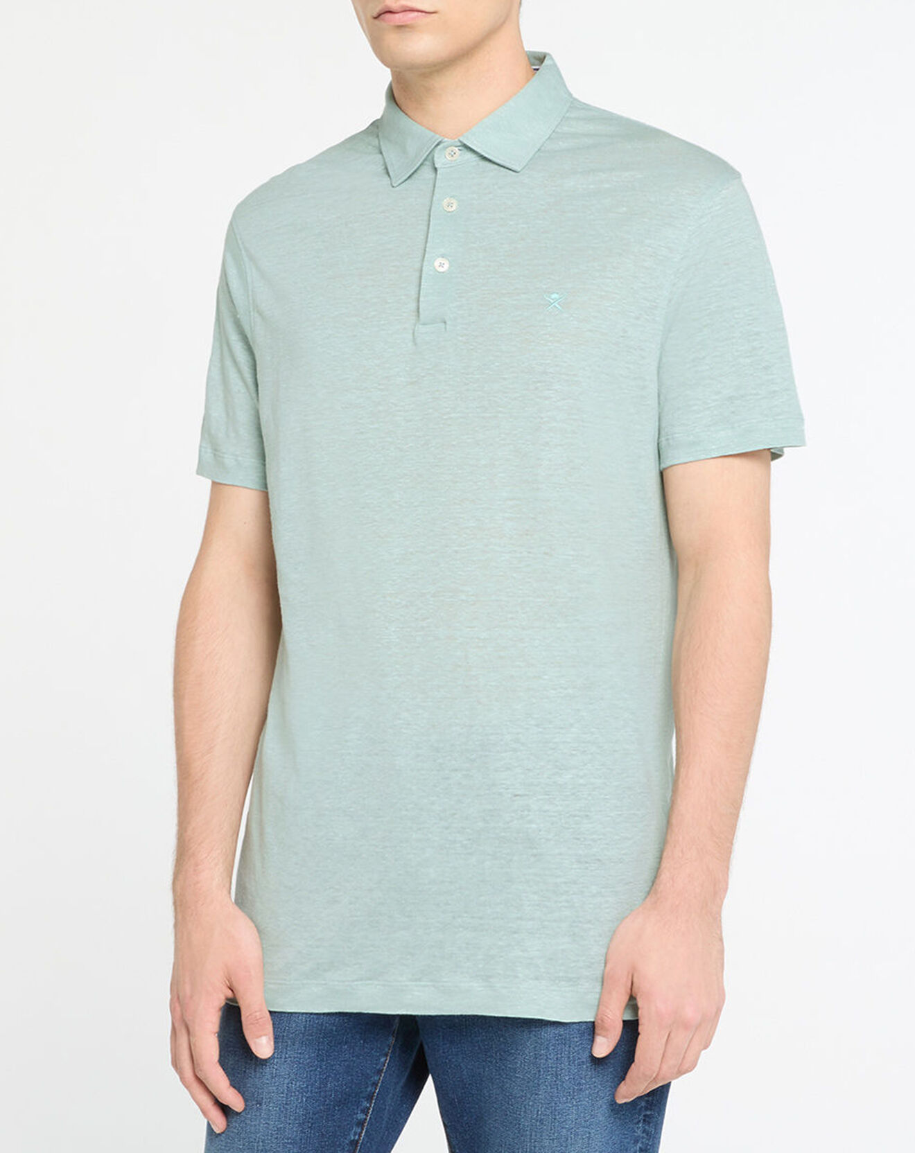 Hackett London Polo 100% Lin Chambray céladon