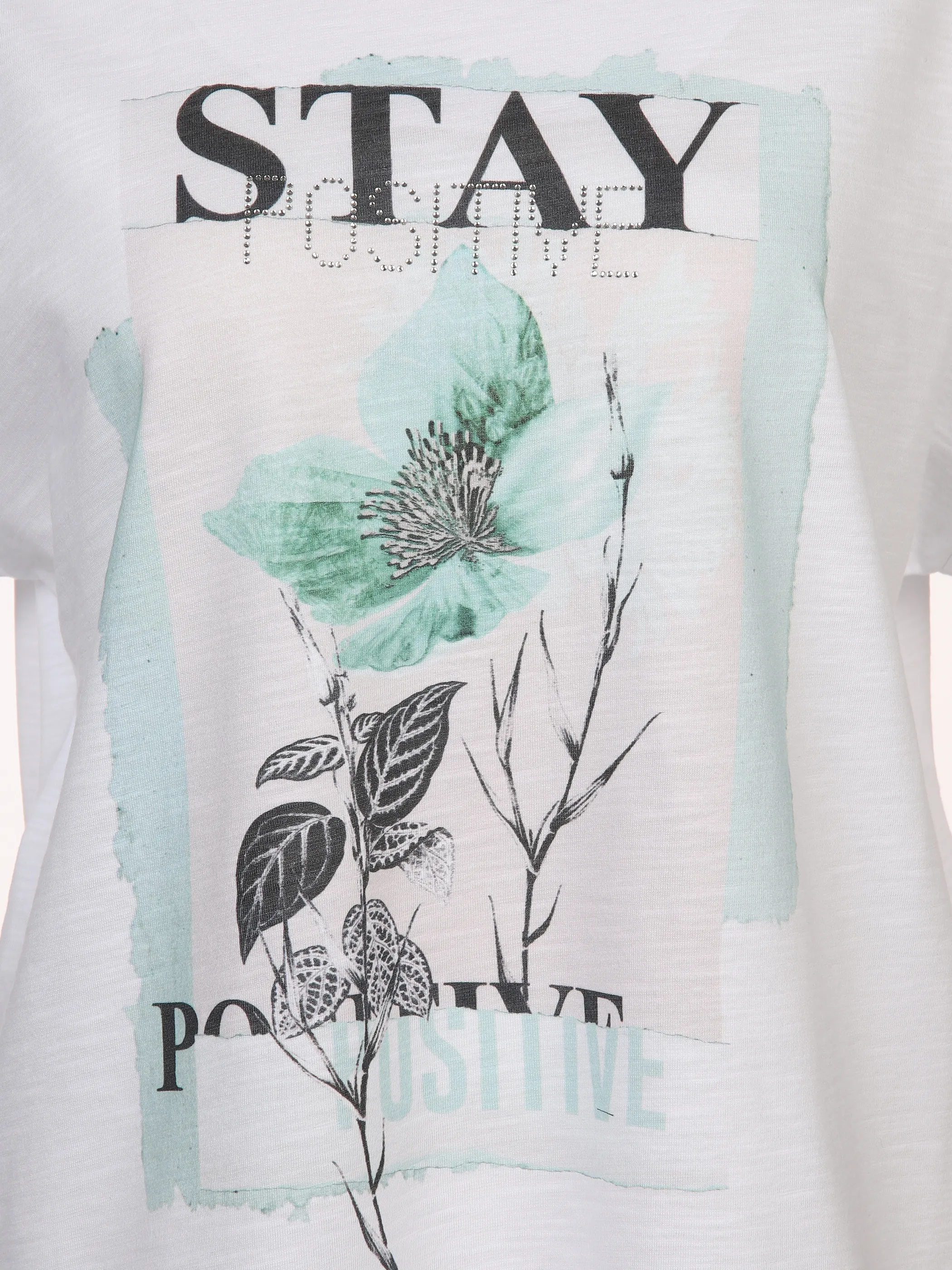 Damen Shirt mit Print und Strassbesatz