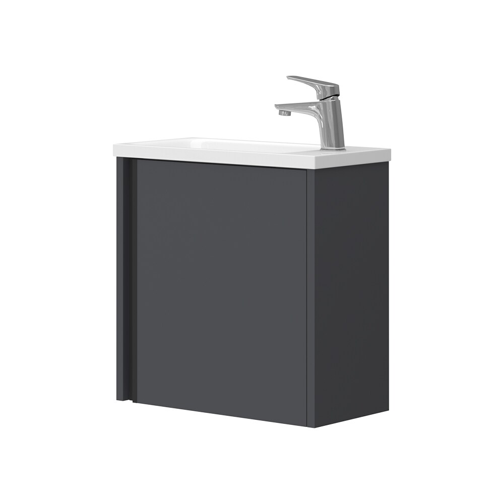 Vicco Waschbecken mit Unterschrank Kleo, 50 cm, Waschtisch mit Tür, Anthrazit Wandmontage