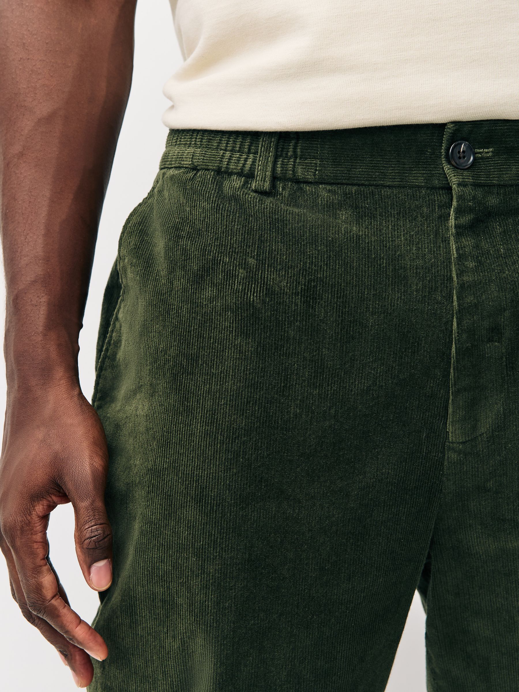Kakigroen - Regular Fit Smart Cotton Rich Corduroy Elasticated Waistband Trousers
