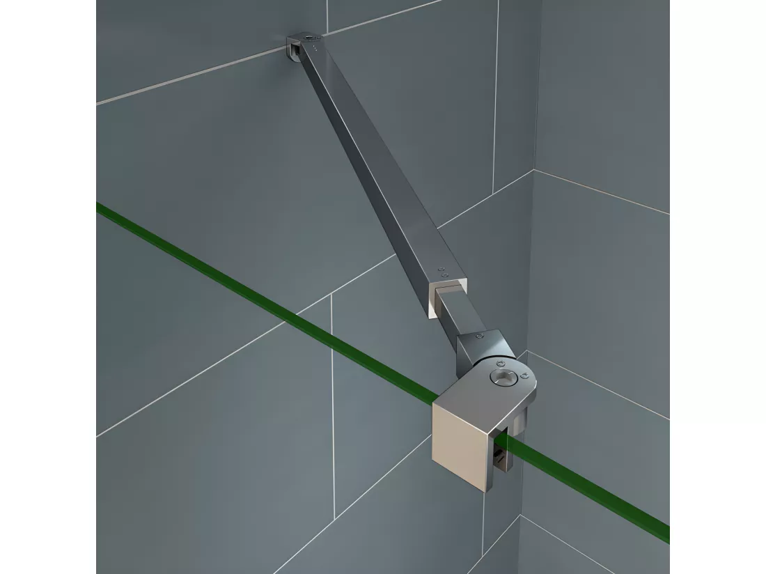 Paroi de douche à l'italienne 140x200cm avec barre de fixation 73-120cm en carré, en 8mm verre bande centrale dépolie