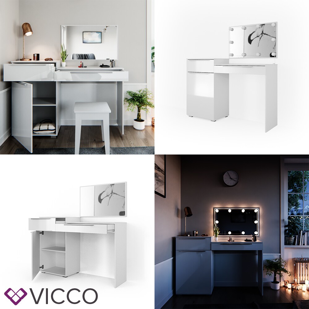 Vicco Schminktisch Little Lilli Frisiertisch Kommode Frisierkommode Spiegel Weiß inklusive Hocker