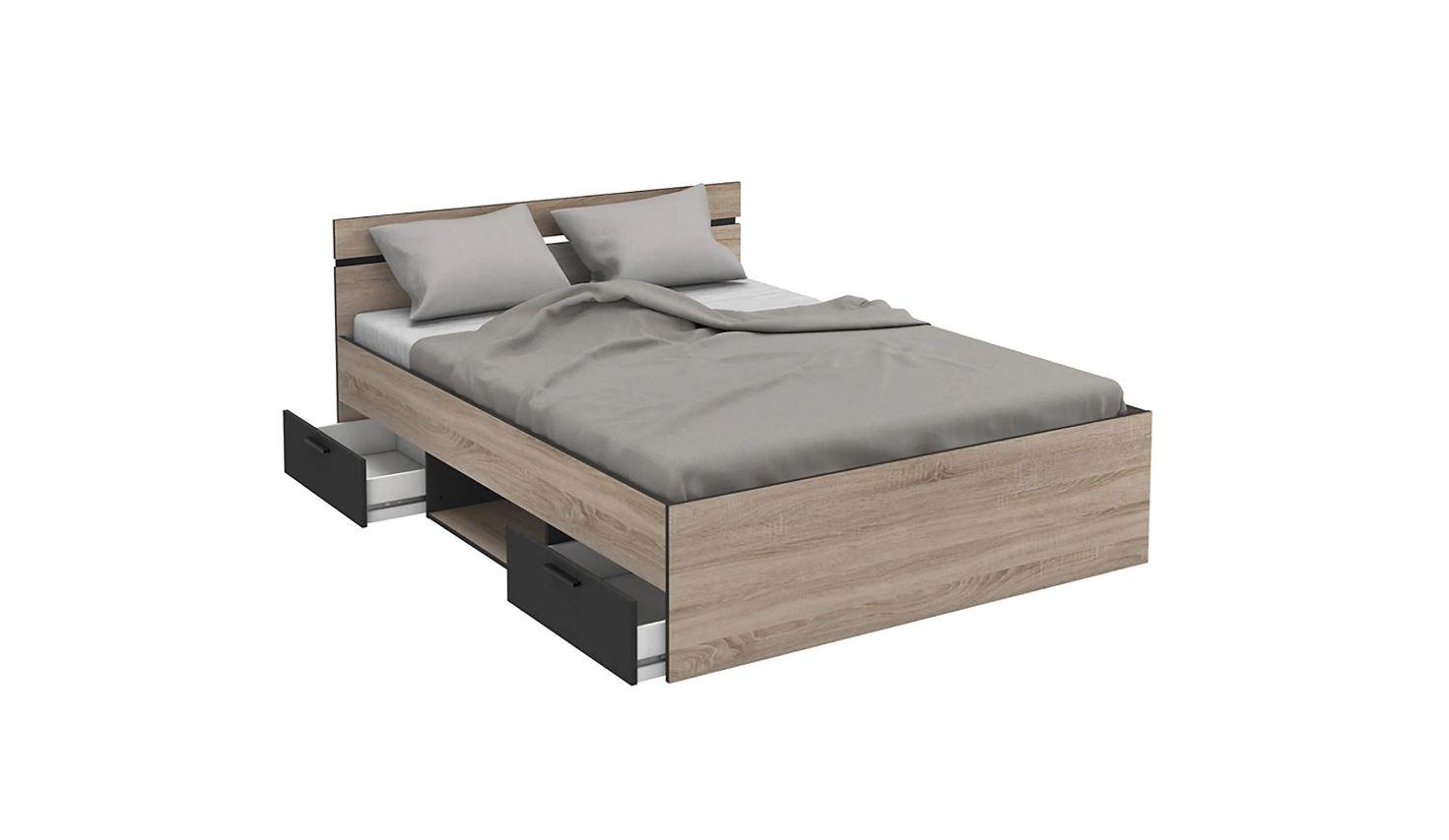 MICHIGAN LIT EN 140X190CM 2 TIROIRS 1 NICHE