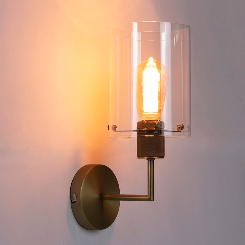 Moderne wandlamp brons met glas - Dome