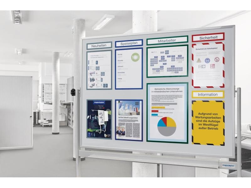 Magnetoplan Präsentationsrahmen Sichtfenster A4 Grau, 5 Stü Farbiger Magnetrahmen zum Aushängen betrieblicher Informationen