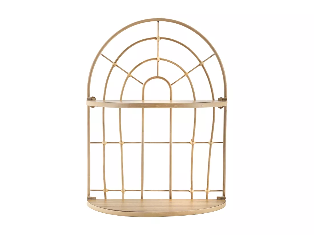 Etagère murale double en métal marron 34,5x18x45,5 cm