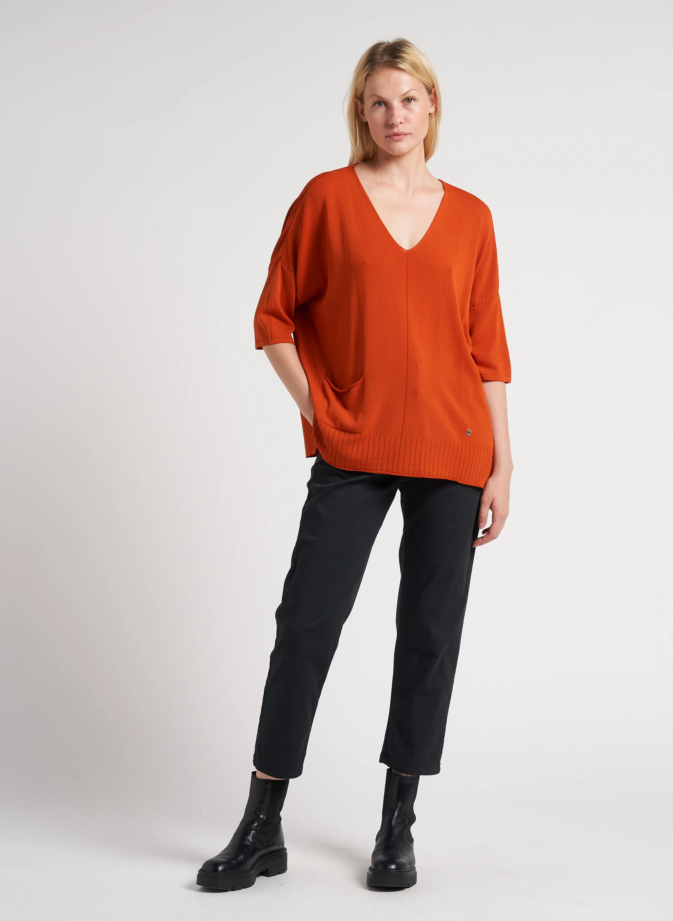Pull oversize en maille fine | Orange