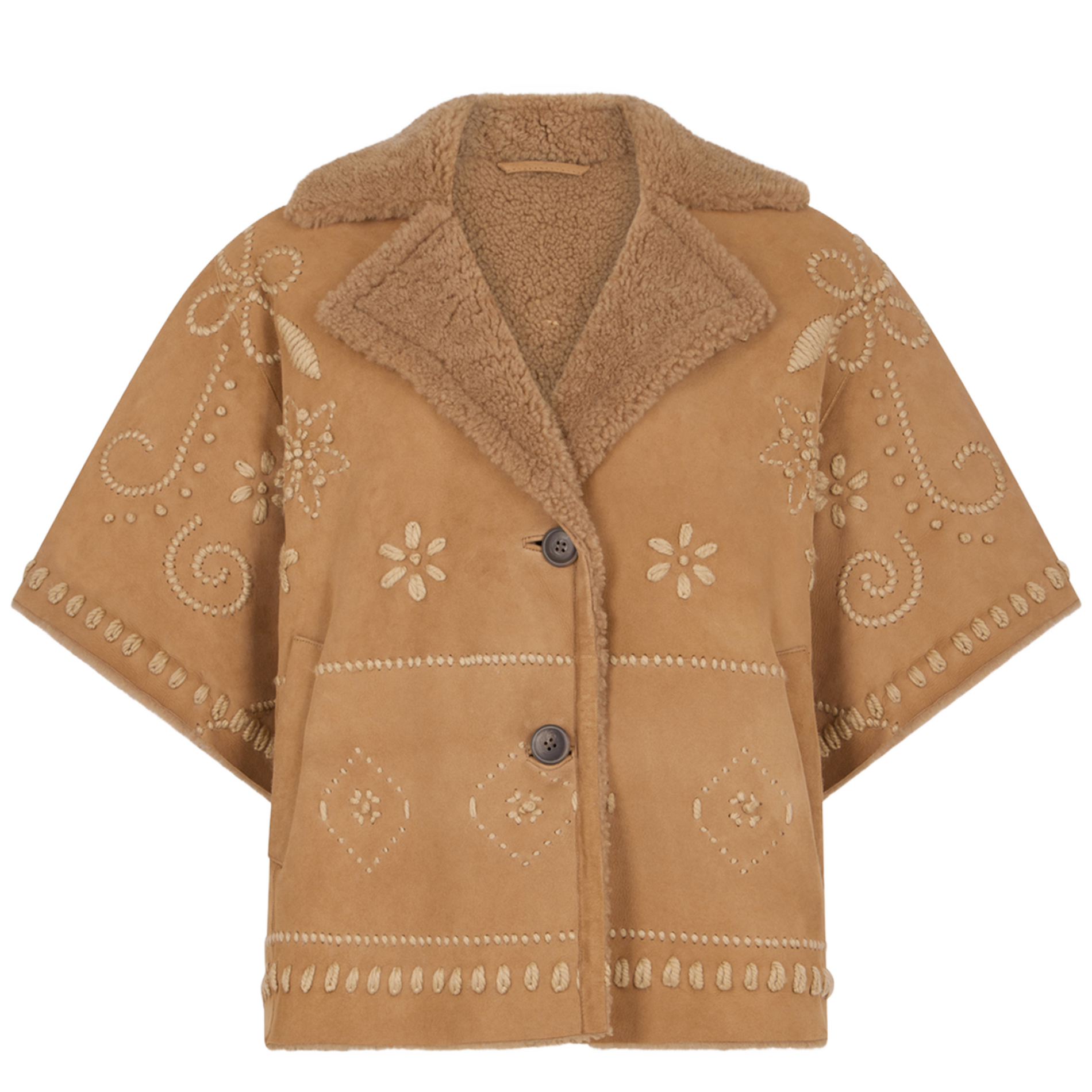 LYSIANNA - Veste oversize col tailleur en cuir | Marron