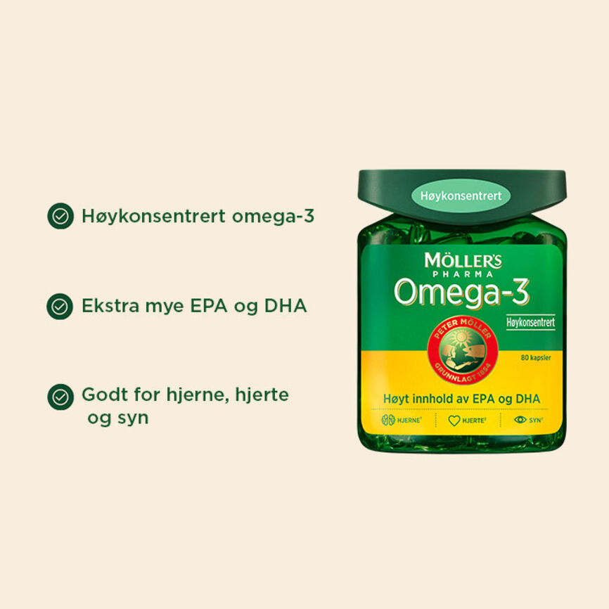 Møllers Omega-3 høykonsentrert 80 kapsler
