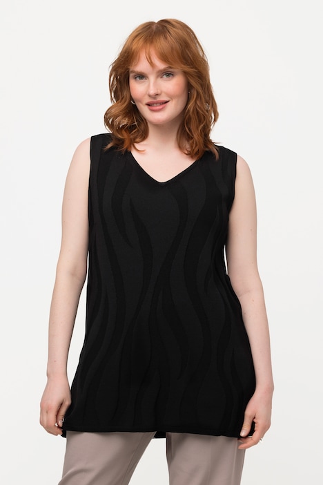 Stricktop, Wellen-Design, V-Ausschnitt, ärmellos