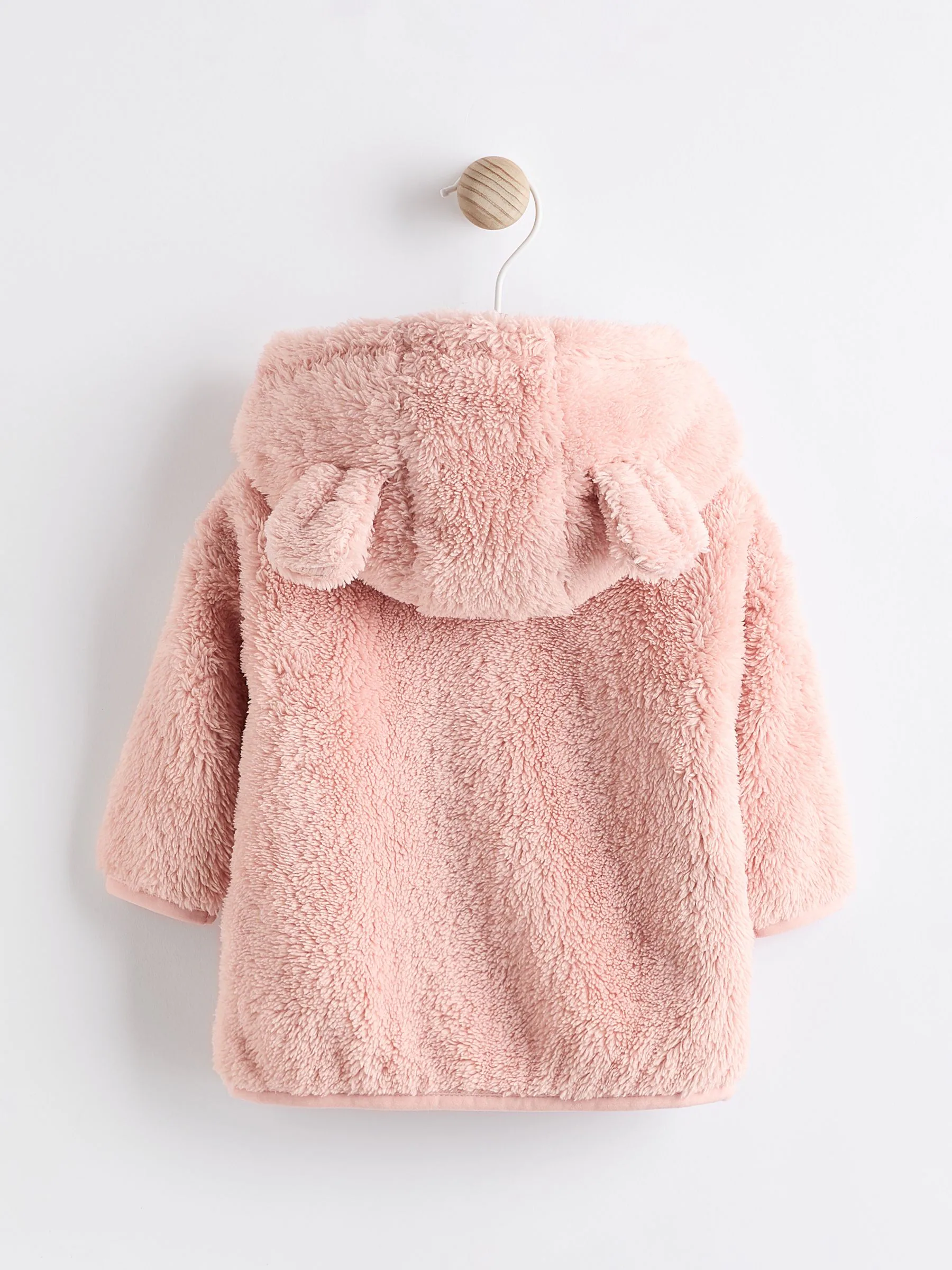 Roze - Fleece babyjack met capuchon (0mnd-2jr)