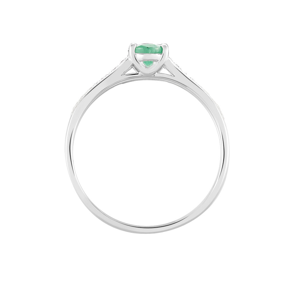 Bague Crista Or Blanc Emeraude Et Diamant
