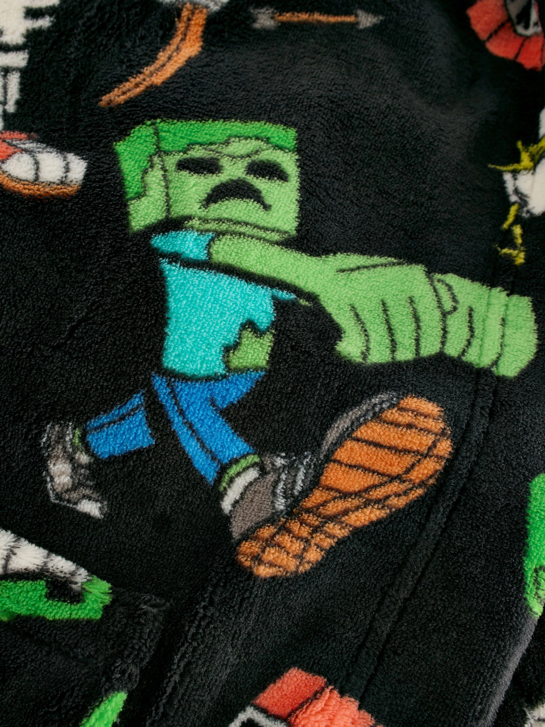 Zwart Minecraft - Fleece badjas (5-16jr)