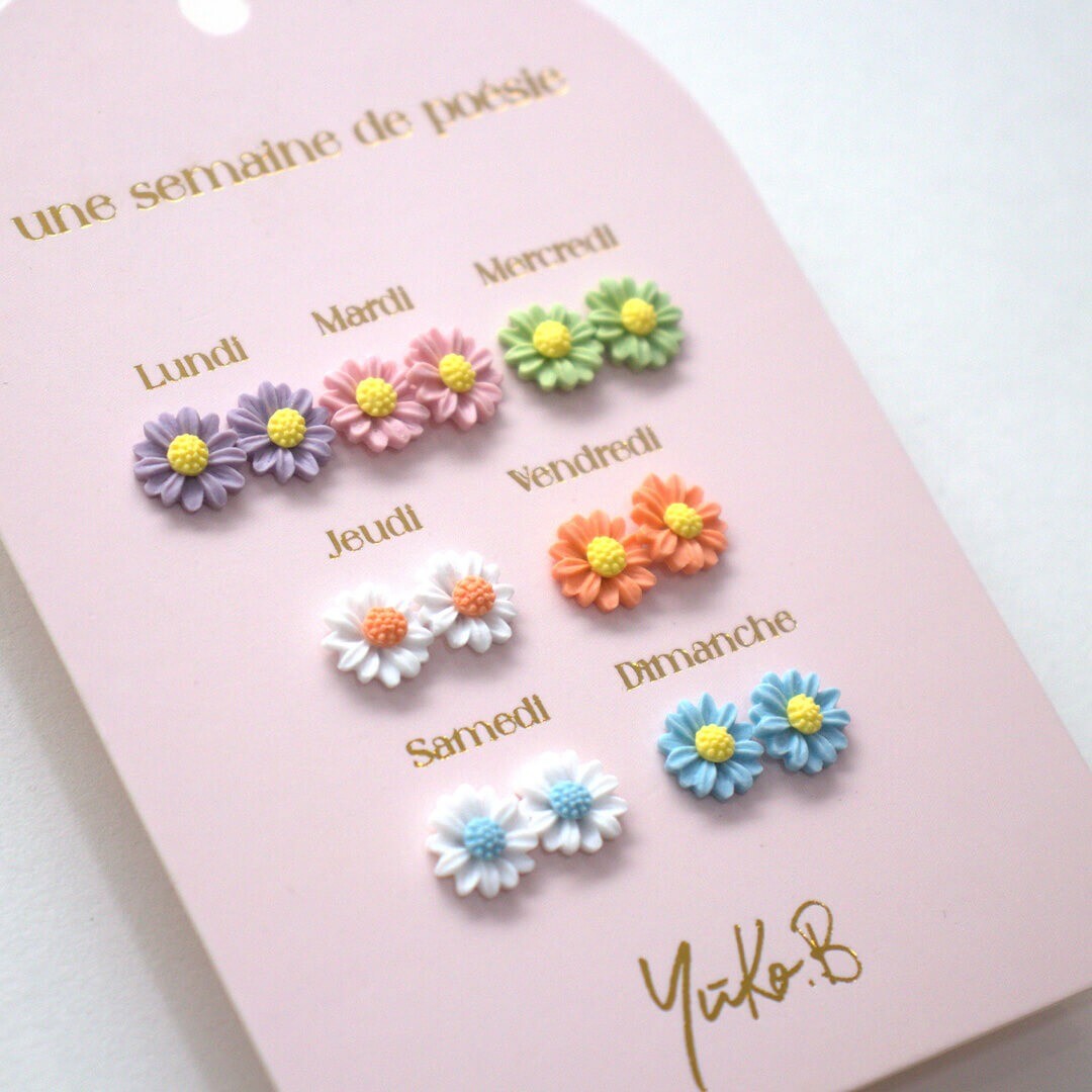 Yuko b. oorbellen bloemen - 7 paar