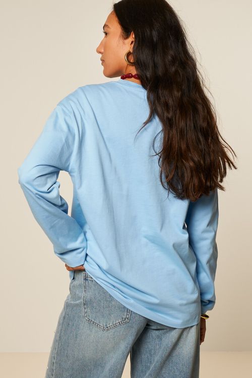 Lichtblauw T-shirt met lange mouwen 