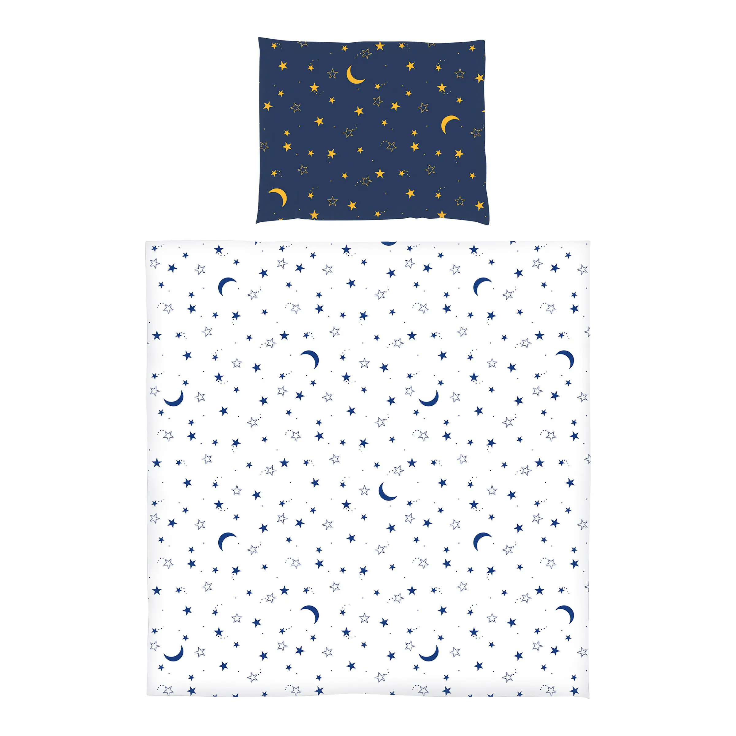 BORNINO HOME Bettwäsche Mond und Sterne 35x40 / 80x80 cm weiß / blau