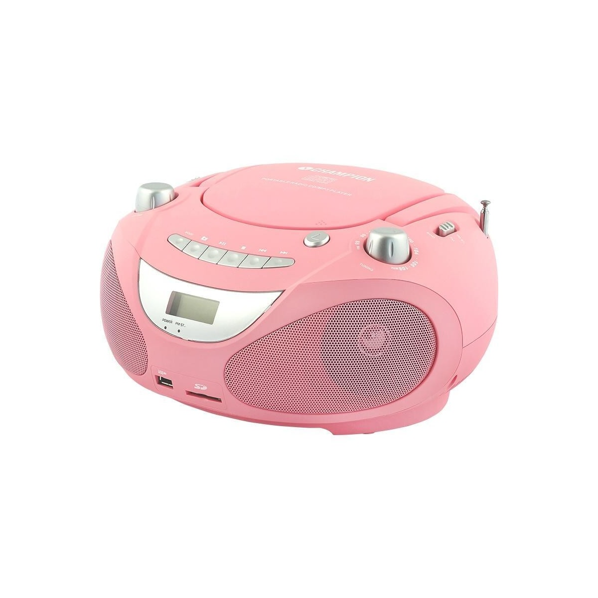 Champion Boombox CD/Radio/MP3/USB Pink