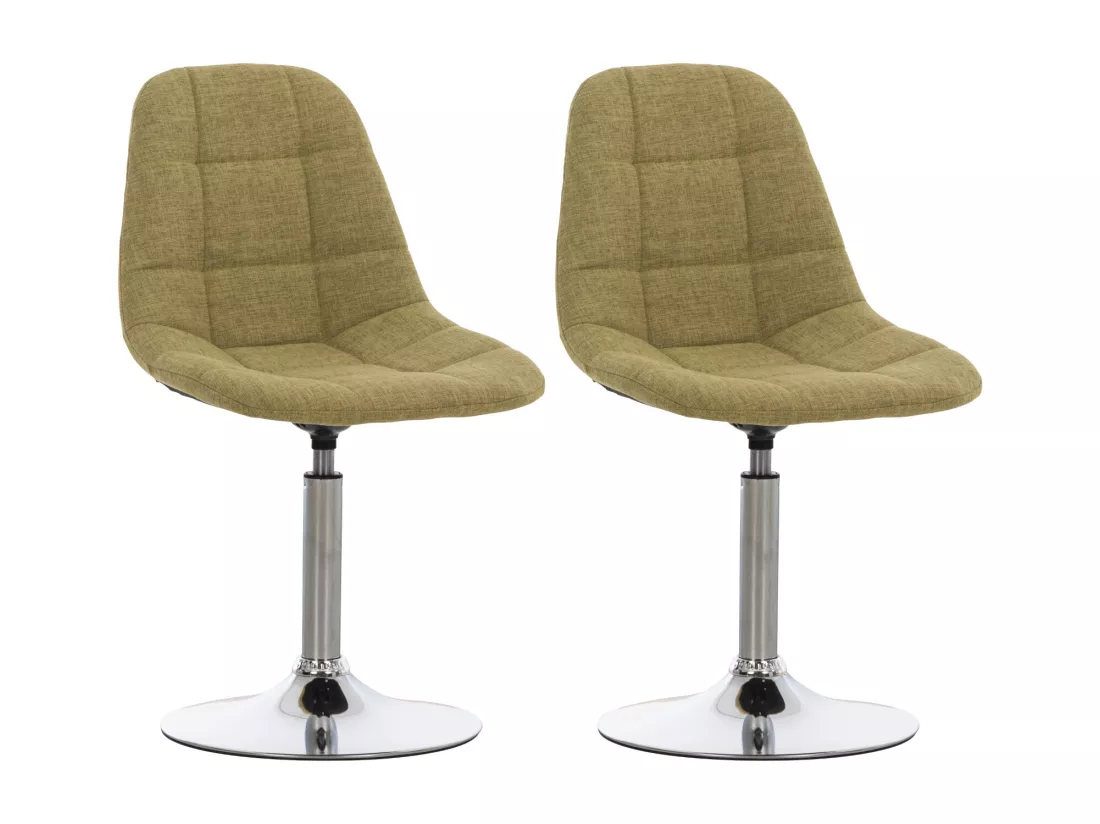 Lot de 2 Chaise de bureau - Tissu & Métal chromé - Vert - Emil