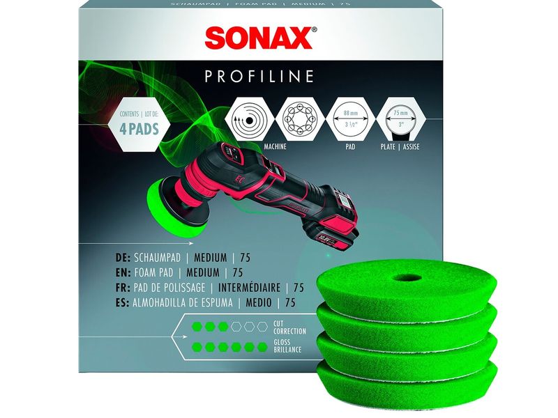 Sonax PROFILINE Polierpad, medium , Ø 90 mm, 4 Stück Profi-Zubehör mit hohen Ansprüchen