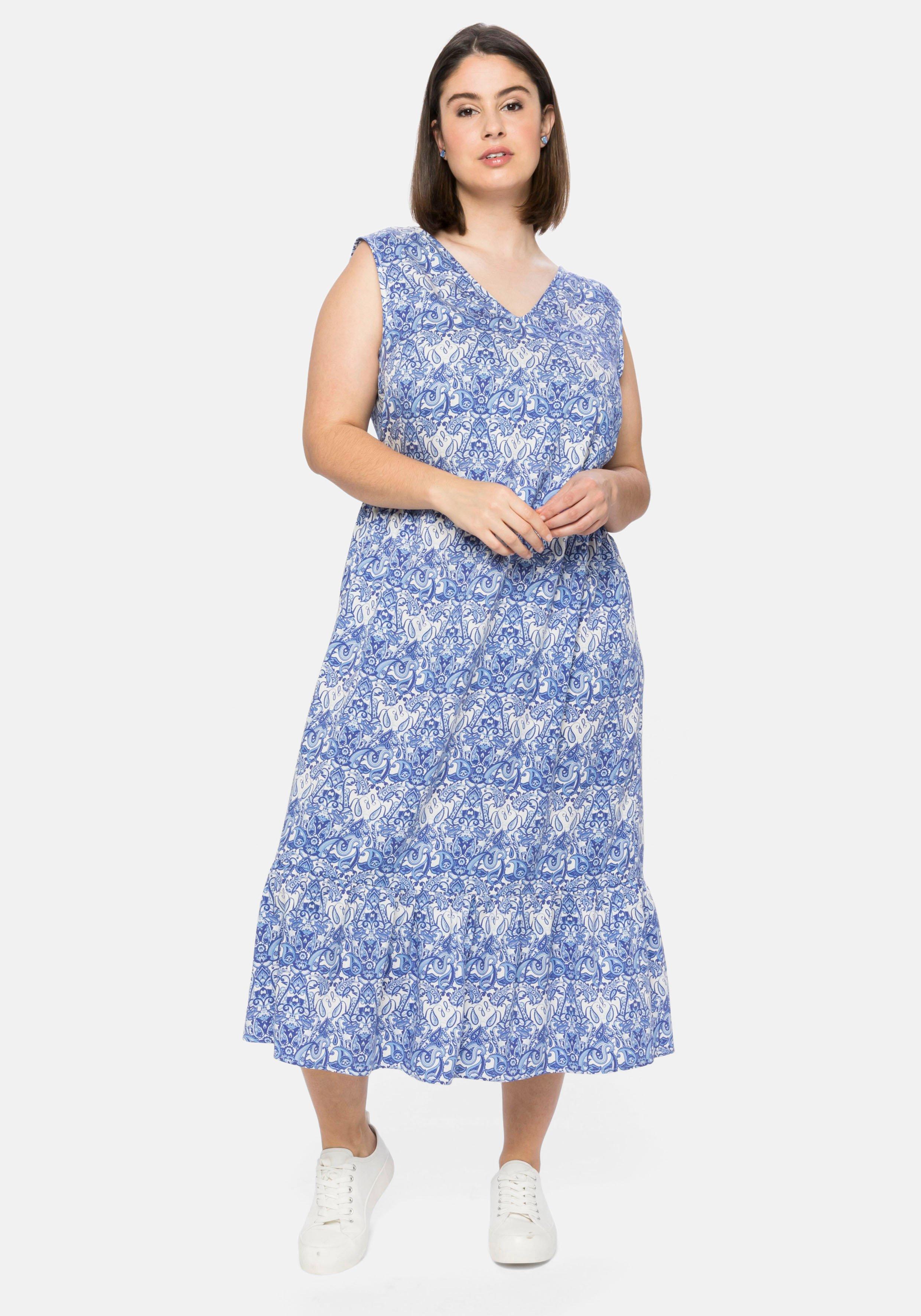 Trägerkleid mit V-Ausschnitt und Alloverprint
