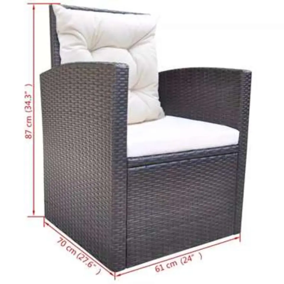 vidaXL - Tuintafel En Stoel - Bruin - Poly rattan