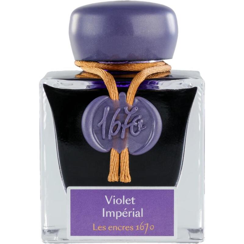 Encre 1670 à paillettes dorées 50ml - Violet Impérial