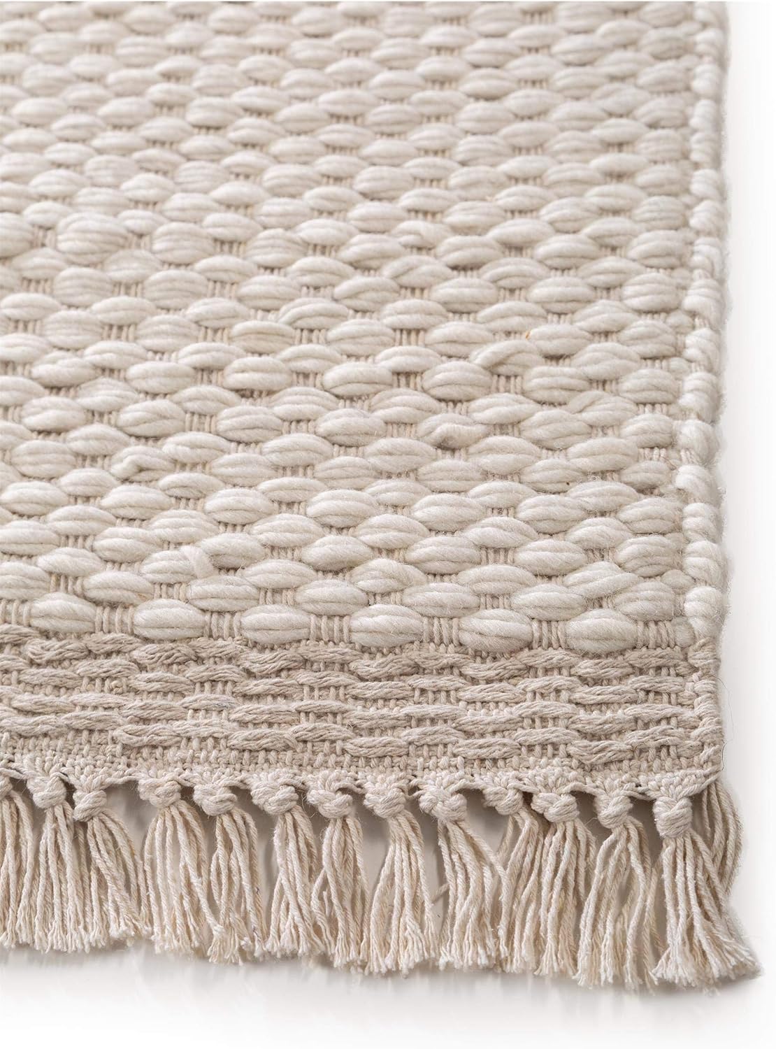benuta Pure Wollteppich Lana - Creme 120x170 cm - Wolle handgewebt - Rechteckig & im Style: Uni, Hygge & Cozy, Minimalistisch, Natural - Pflegeleicht für Wohnzimmer Schlafzimmer