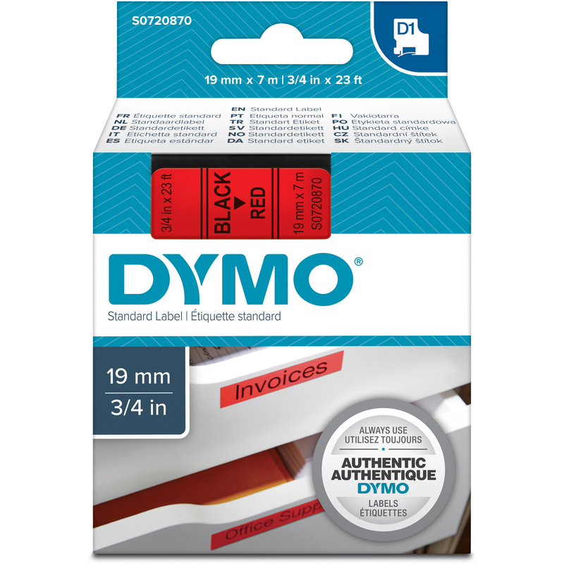 Dymo Band D1, S0720870, 19 mm, schwarz auf rot