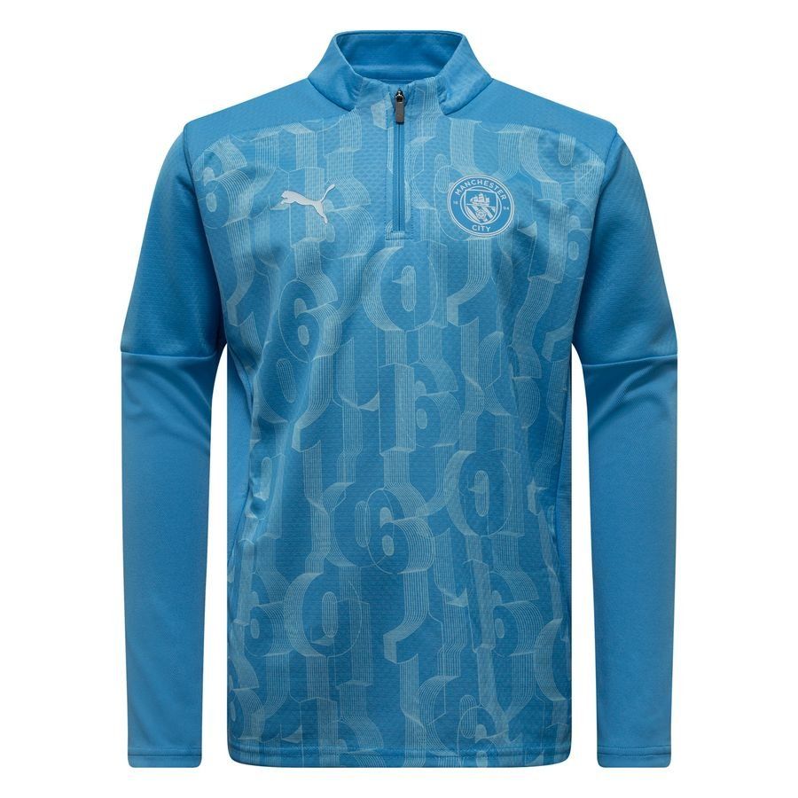 Manchester City Maillot d'Entraînement Avant-Match Fermeture Éclair 1/4 - Bleu Clair/Blanc Enfant