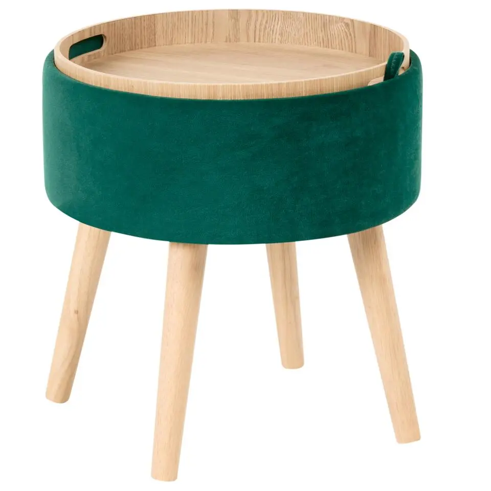 NEELY - Hocker met opbergruimte - Smaragdgroen - Fluweel