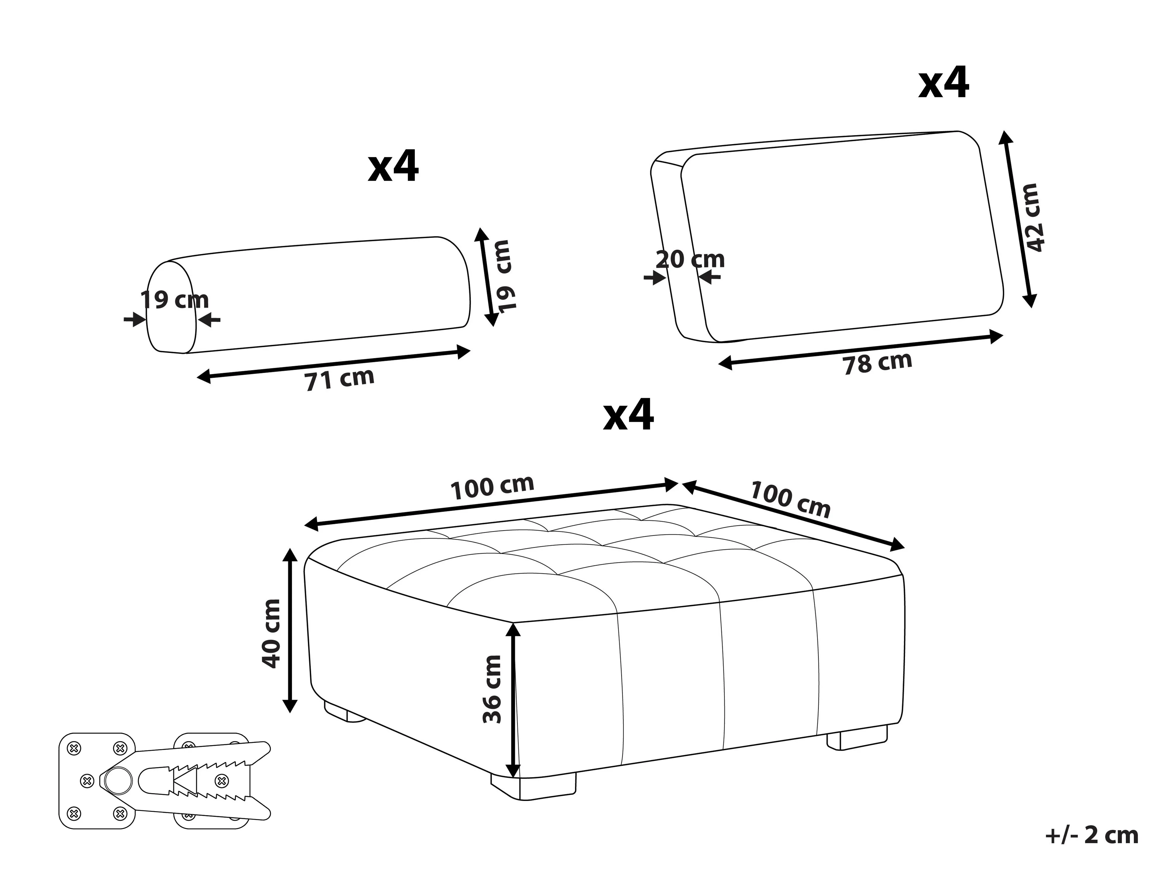 Modulaire bankenset 4-zits TIBRO Stof Roze