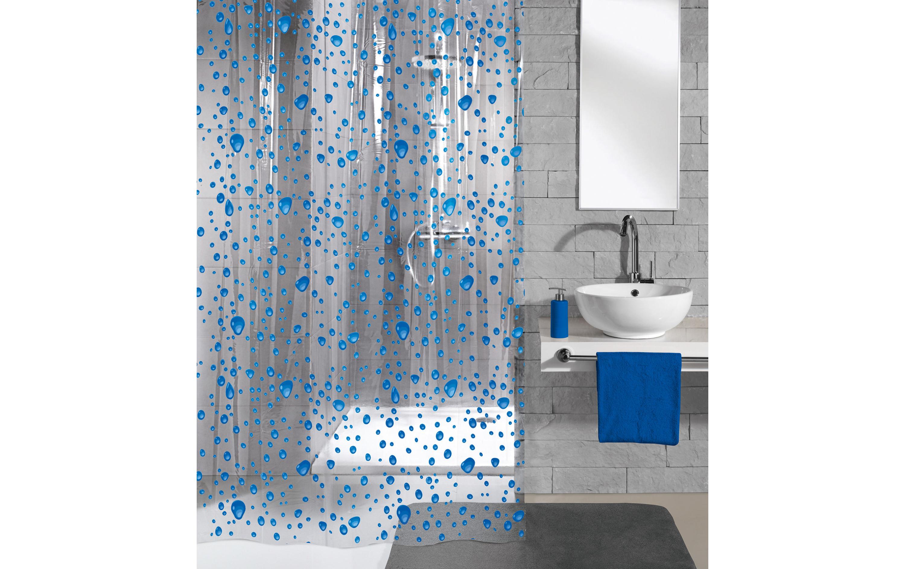 Duschvorhang Bubble 180 x 200 cm, Blau/TransparentBadevorhang aus Ökoplastik