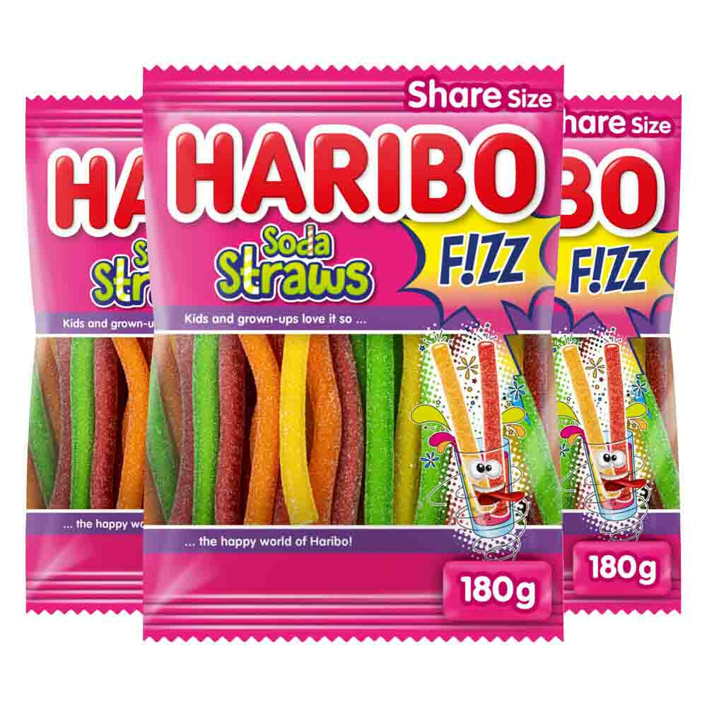 3x Haribo Soda Straws F!ZZ 185 gr