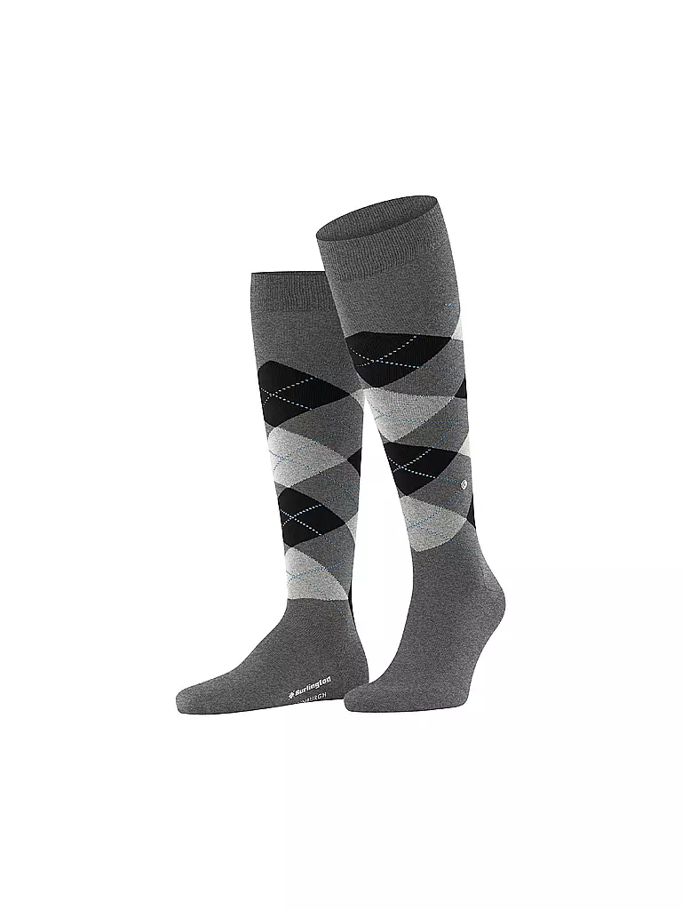 BURLINGTON Herren Kniestrümpfe EDINBURGH 40-46 asphalt mel grau