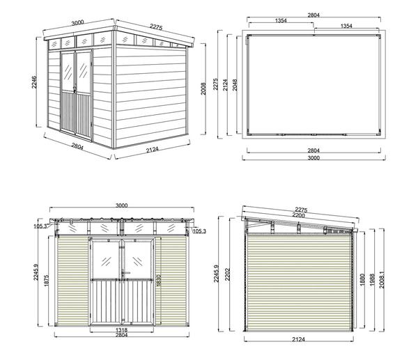 Weide Gartenhaus, ca. B278/H226/T218 cm
