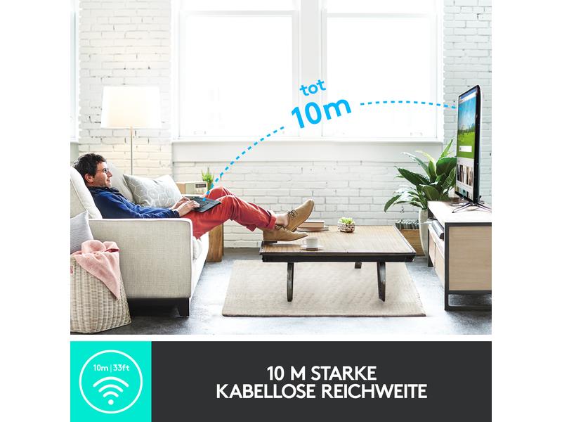 Logitech Tastatur K400 Plus CH-Layout Kabellose Tastatur mit Touchpad, CH-Layout, dunkelgrau