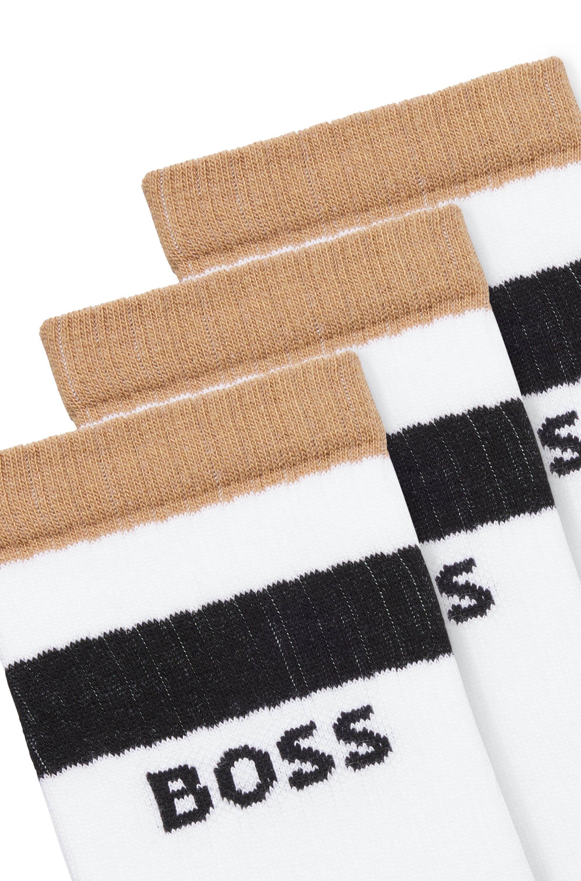 BOSS Kurzsocken »3P QS Rib Iconic CC« 3 Paar tlg. mit Rippstruktur, Ferse und Zehen verstärkt