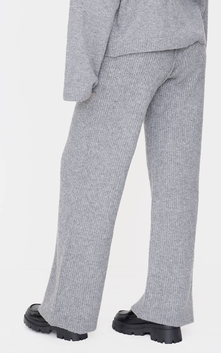 Gris Pantalon Large En Maille Pour Grande Taille