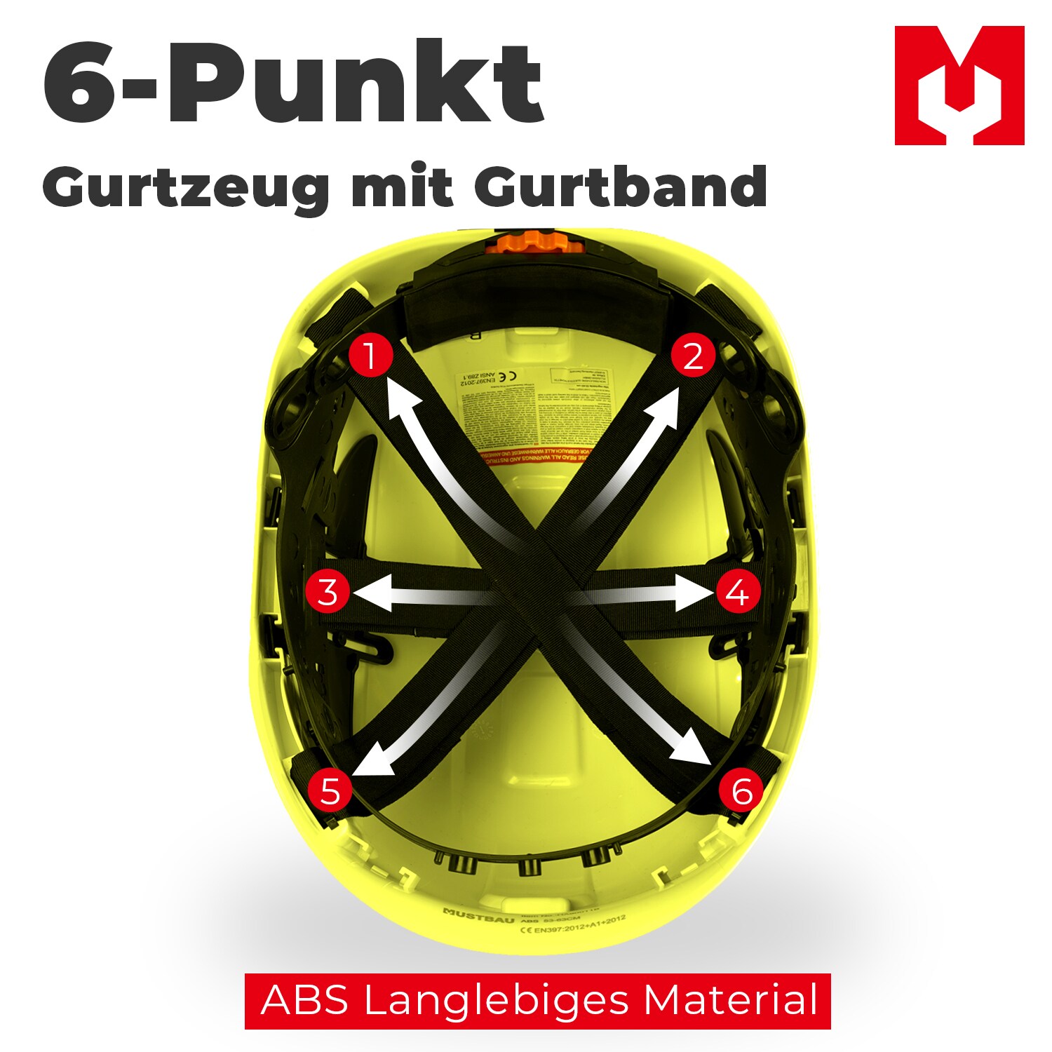 Mustbau Sicherheitshelm-Set - Schutzhelm mit Schutzbrille, Verstellbarer Kopfriemen von 53 bis 63 cm