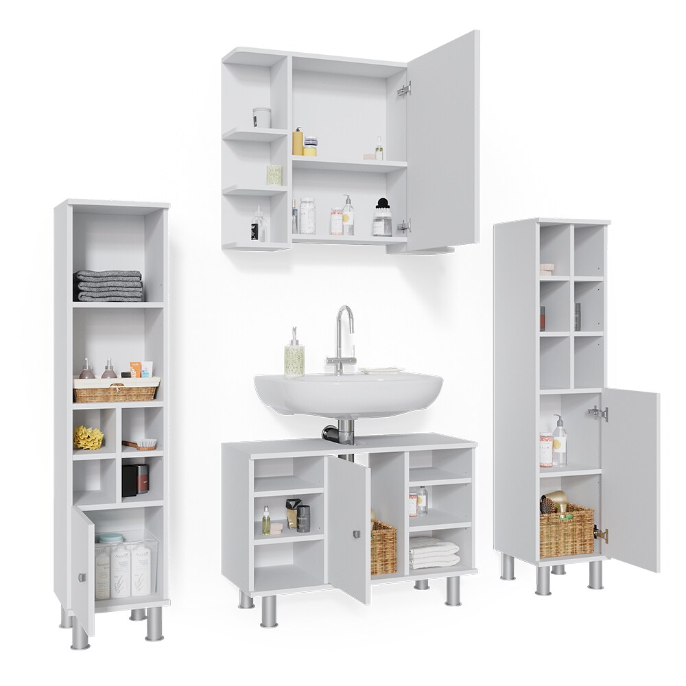 Vicco Badmöbel Set 4tlg Fynn Spiegelschrank Waschbeckenunterschrank Hochschrank
