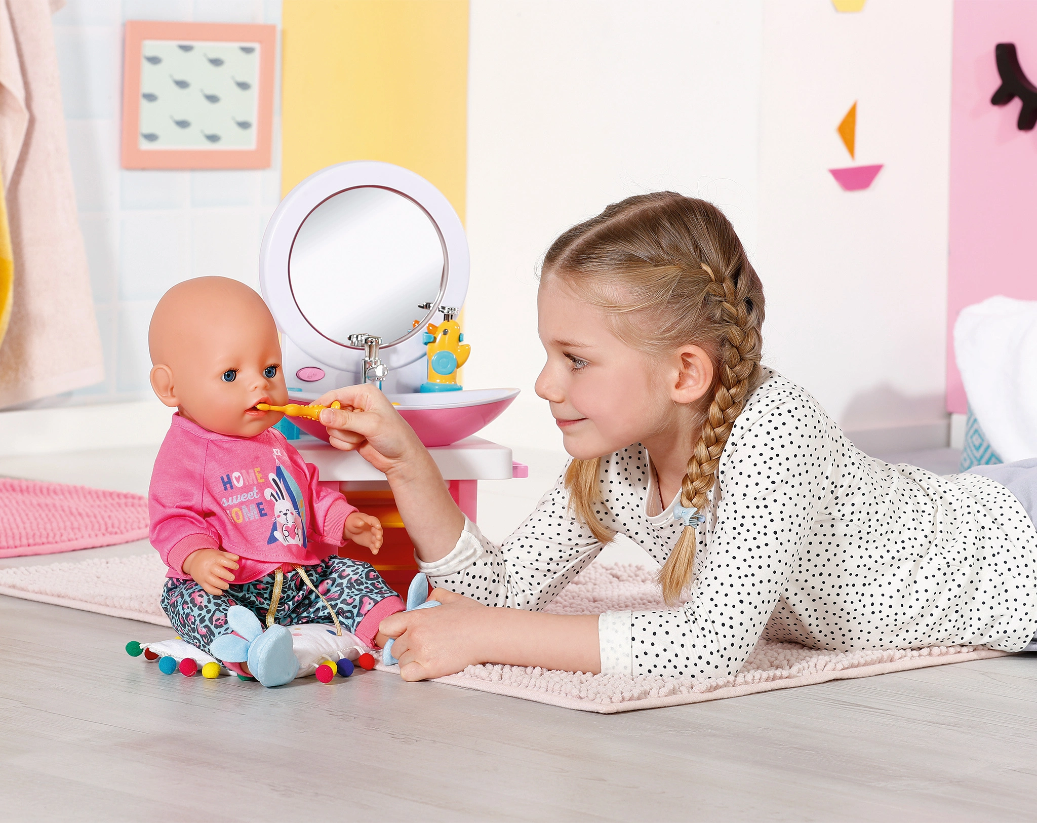 Puppen-Zubehör BABY born® - WASCHTISCH in weiß/rosa