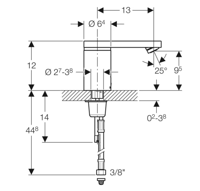 Geberit Hytronic 86 1-gats wastafelkraan koud en warm water zonder mengknop chroom